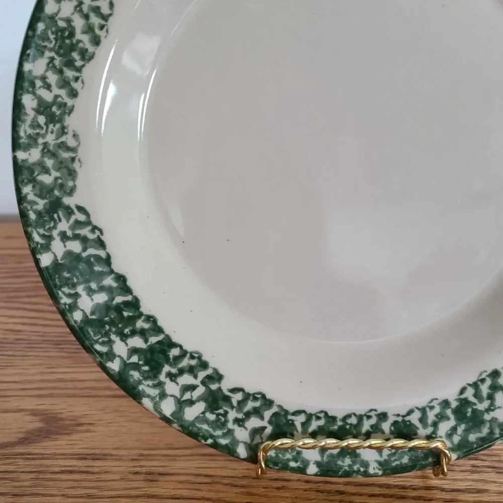 Workshops of Gerald E. Henn Pottery Green Roseville Spongeware Holiday Plate VTG